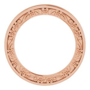 14K Yellow Or White Or Rose Gold Or Platinum 2.5 mm Floral Flat Band