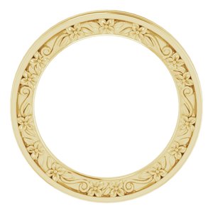 14K Yellow Or White Or Rose Gold Or Platinum 2.5 mm Floral Flat Band