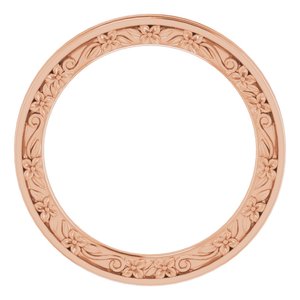 10K Or 18K Yellow Or White Or Rose Gold 2.5 mm Floral Flat Band