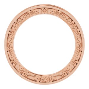 14K Yellow Or White Or Rose Gold Or Platinum 2.5 mm Floral Flat Band