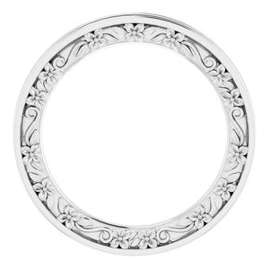 14K Yellow Or White Or Rose Gold Or Platinum 2.5 mm Floral Flat Band