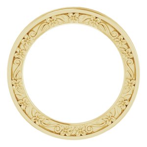 14K Yellow Or White Or Rose Gold Or Platinum 2.5 mm Floral Flat Band