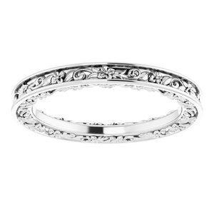14K White Gold Floral Band Size 7.5