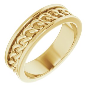 14K Yellow Gold Link Design Band Size 8