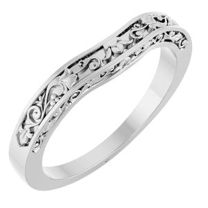 14K White Gold Polished Floral Matching Band Size 7