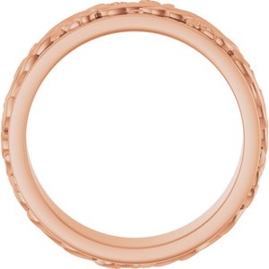 14K Yellow Or White Or Rose Gold Floral Inlay Flat Band