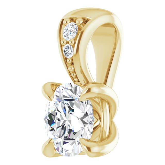 14K Yellow Gold Round  4.1Mm I1, G-H Polished 1/4 Ctw Natural Diamond Pendant