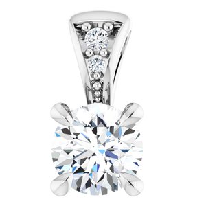 14K White Gold Round 4.05Mm Gh Si1-Si2 1/4 Ctw Lab-Grown Diamond Pendant