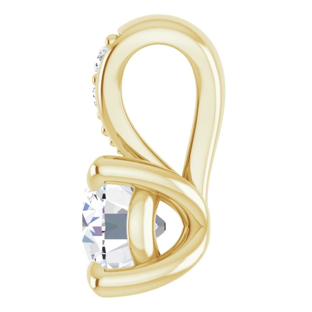 14K Yellow Gold Round  4.1Mm I1, G-H Polished 1/4 Ctw Natural Diamond Pendant