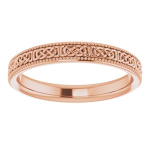 14K Rose Gold 3 Mm Polished Celtic-Inspired Milgrain Band Size 6