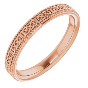 14K Rose Gold 3 Mm Polished Celtic-Inspired Milgrain Band Size 6