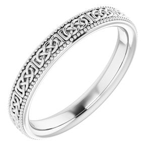 Sterling Silver 3 Mm Polished Celtic-Inspired Milgrain Band Size 5