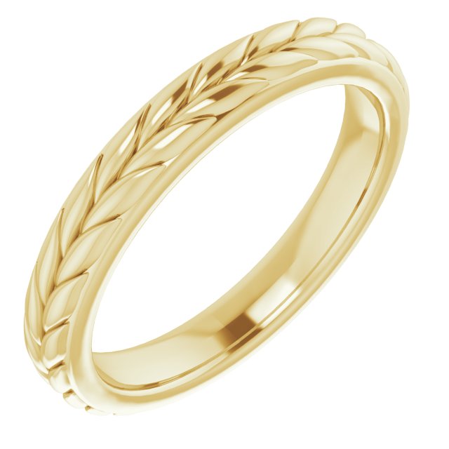 14K White Or Yellow Gold Polished Wheat Pattern Standard-Fit Band, Size 5