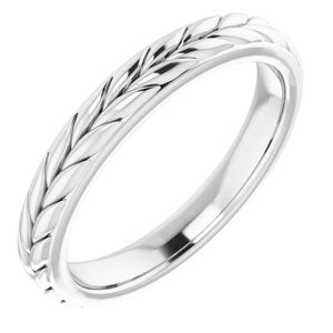 14K White Gold Leaf Design Band Size 5.5