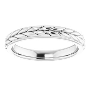 14K White Gold Leaf Design Band Size 5.5