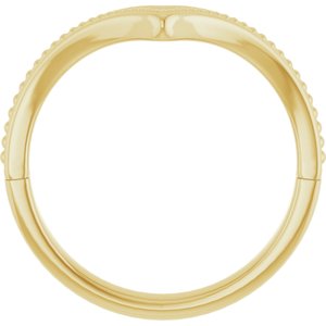 14K Yellow Gold Polished Beaded V Ring Size 7