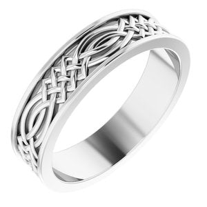 14K White Gold Celtic-Inspired Band Size 11.5