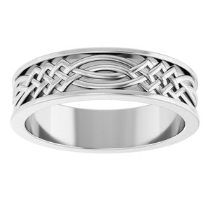 14K White Gold Celtic-Inspired Band Size 10
