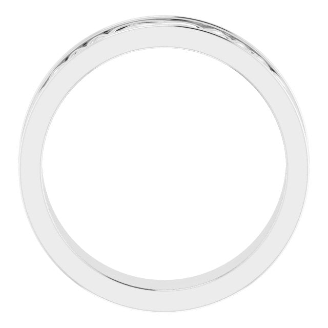 Platinum Or Sterling Silver Polished Celtic-Inspired Inlay Standard-Fit Flat Band