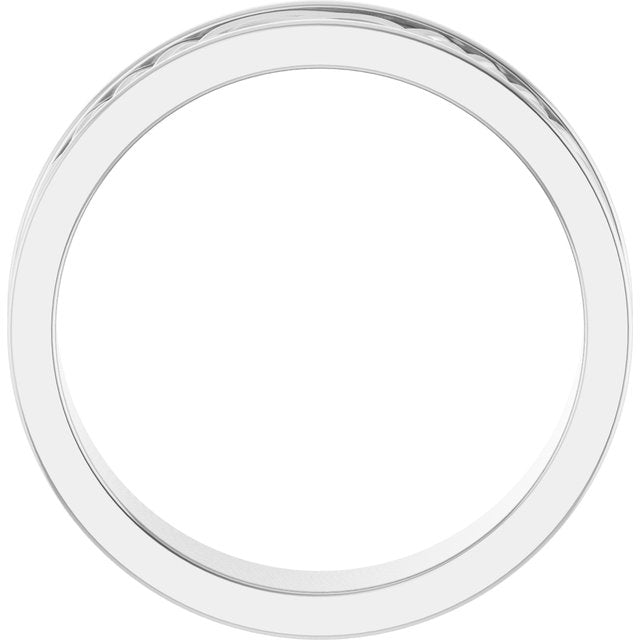 Platinum Or Sterling Silver Polished Celtic-Inspired Inlay Standard-Fit Flat Band