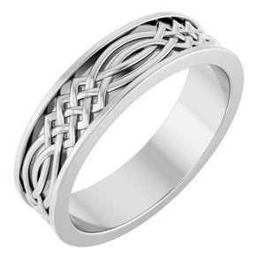 14K White Gold Celtic-Inspired Band Size 10