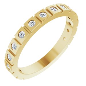 14K Yellow Gold Round 1.7 Mm 1/3 Ctw Natural Diamond Geometric Anniversary Band Size 7