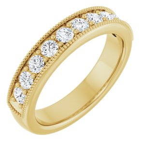 14K Yellow Gold Round 2.5 Mm Polished 5/8 Ctw Lab-Grown Diamond Anniversary Band Size 7
