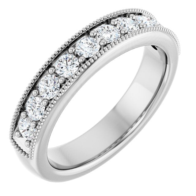 14K White Gold Round 2.5 Mm Polished 5/8 Ctw Lab-Grown Diamond Anniversary Band, Size 7