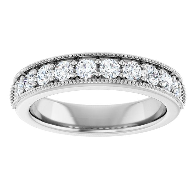 14K White Gold Round 2.5 Mm Polished 5/8 Ctw Lab-Grown Diamond Anniversary Band, Size 7