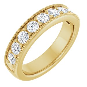 14K Yellow Gold Round 3 Mm Polished 3/4 Ctw Lab-Grown Diamond Anniversary Band Size 7