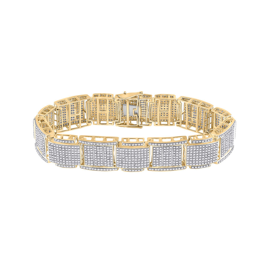 10K Yellow Gold Mens Round Diamond Link Bracelet 4-1/2 Cttw
