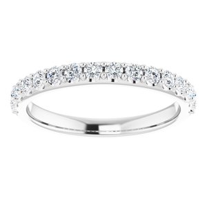 14K White Gold Round 2 Mm Polished 1/2 Ctw Natural Diamond Matching Band Size 7