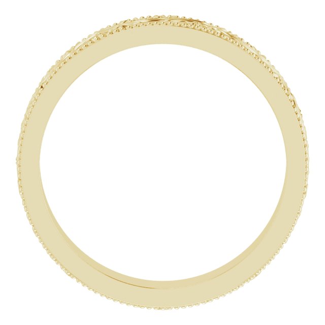 14K Yellow Or Rose Gold 4 Mm Polished Milgrain Edge Sculptural Standard Fit Band, Size 7