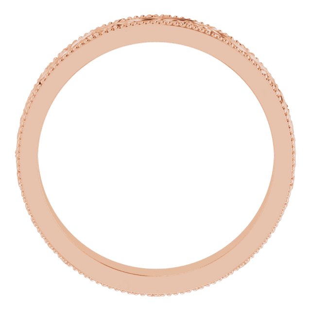 14K Yellow Or Rose Gold 4 Mm Polished Milgrain Edge Sculptural Standard Fit Band, Size 7