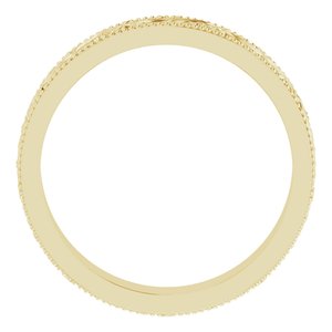 18K Yellow Or Rose Gold Milgrain Edge Floral Flat Band