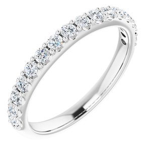14K White Gold Round 2 Mm Polished 1/2 Ctw Natural Diamond Matching Band Size 7