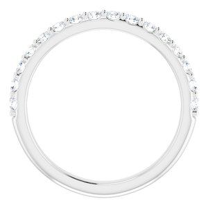 14K White Gold Round 2 Mm Polished 1/2 Ctw Natural Diamond Matching Band Size 7