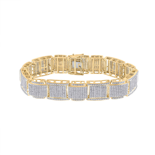 10K Yellow Gold Mens Round Diamond Link Bracelet 4-1/2 Cttw
