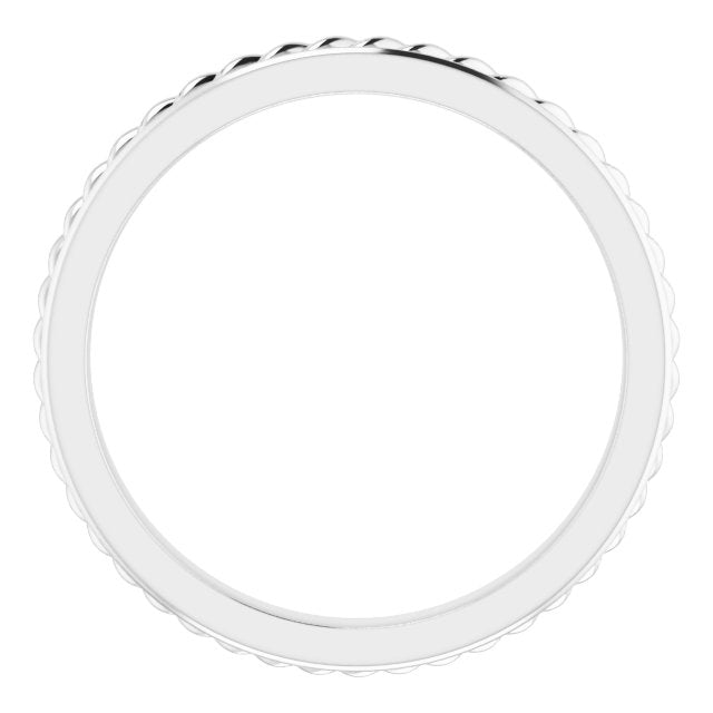 14K White Gold Polished Rope Standard-Fit Flat Band, Size 5