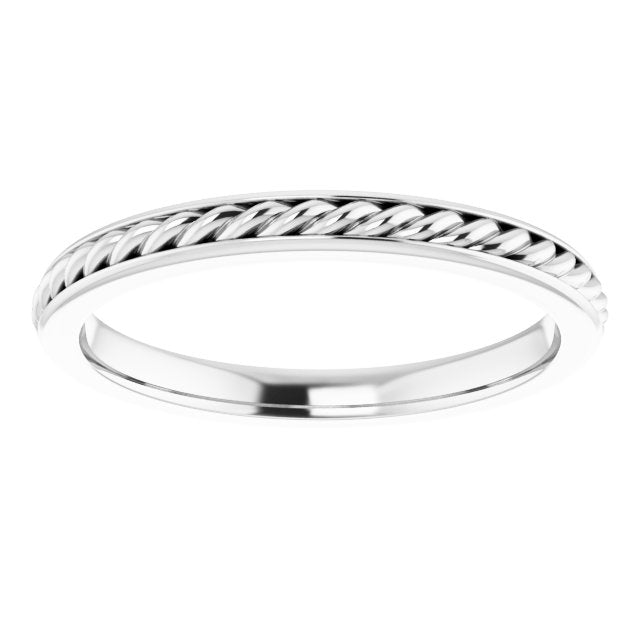 14K White Gold Polished Rope Standard-Fit Flat Band, Size 5