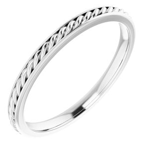 14K White Gold Rope Band Size 8