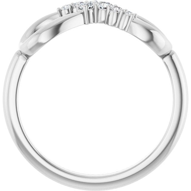 14K White Gold Round Polished 1/8 Ctw Natural Diamond Infinity-Inspired Ring, Size 7