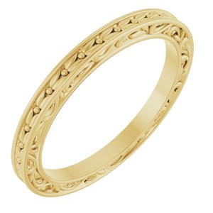10K Or 18K Yellow Gold 2 mm Floral Flat Band Size 7