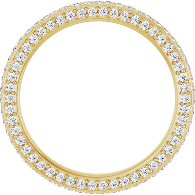 14K Yellow Gold Round 1.1 Mm Si2-Si3, G-H Polished 3/4 Ctw Natural Diamond Eternity Band, Size 7