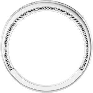 14K White Gold Round All Sizes Polished Vintage-Inspired Matching Band