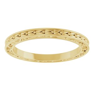10K Or 18K Yellow Gold 2 mm Floral Flat Band Size 7