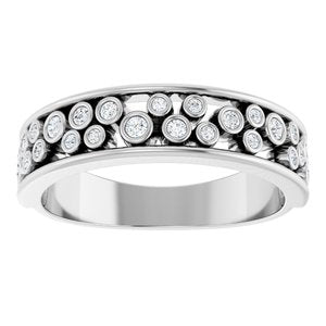 14K White Gold Natural Diamond Natural Diamond Polished 1/5 Ctw Diamond Matching Anniversary Band Size 7