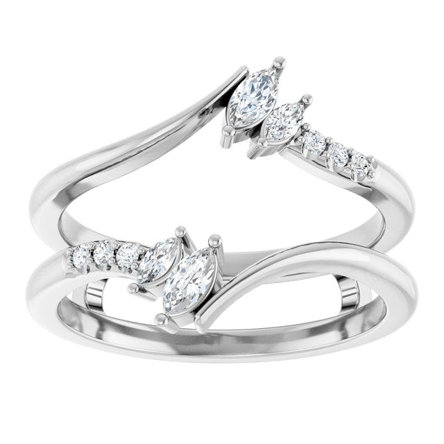 14K White Or Rose Gold Polished 1/4 Ctw Natural Diamond Ring Guard, Size 7