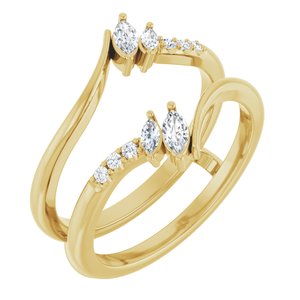14K Yellow Gold Marquise 4 X 2 Mm 1/4 Ctw Lab Grown Diamond Ring Guard Size 7