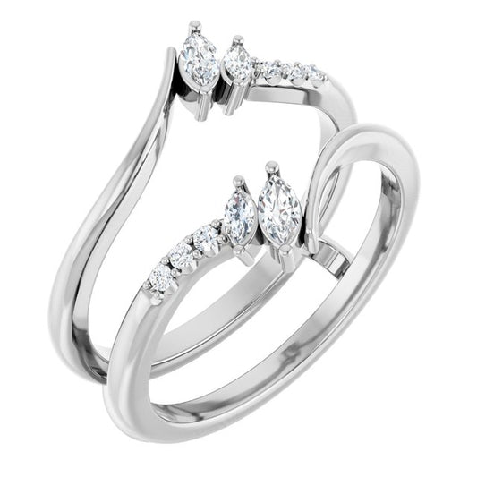 14K White Or Rose Gold Polished 1/4 Ctw Natural Diamond Ring Guard, Size 7